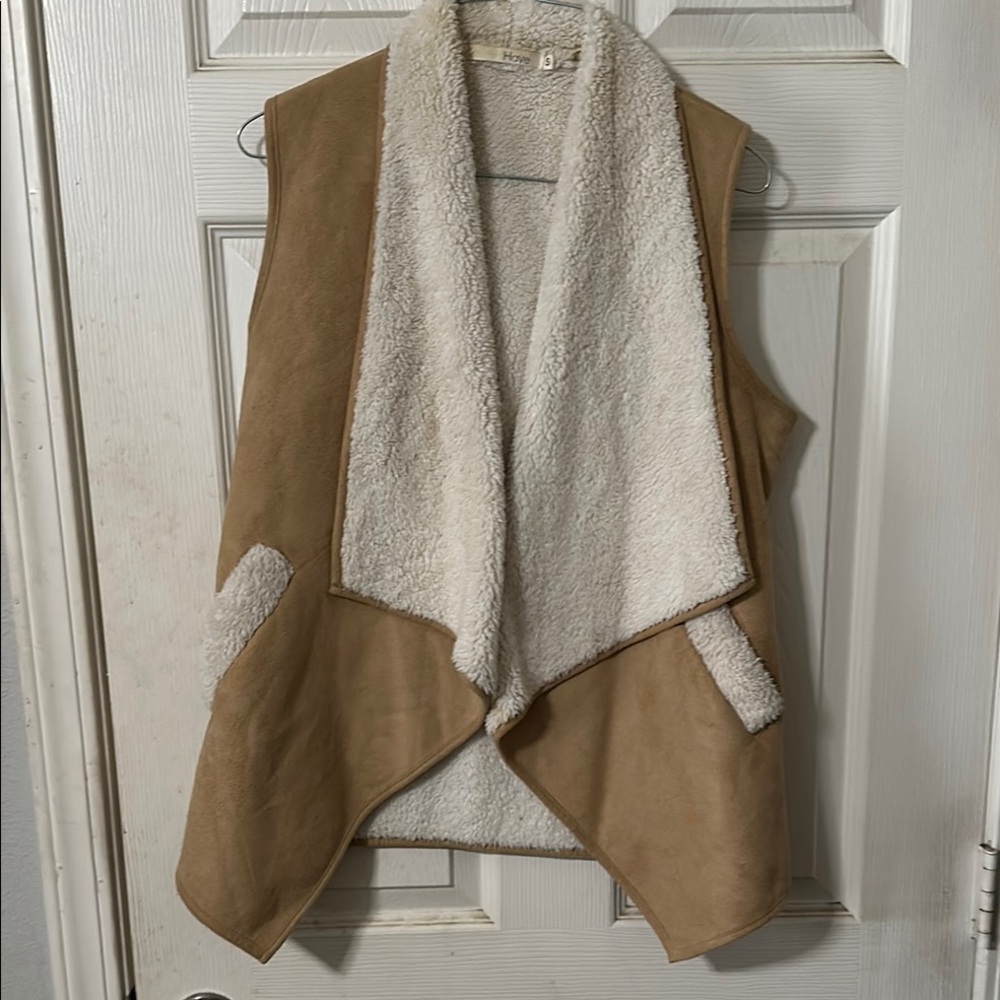 Cozy Tan Sherpa-Lined Vest